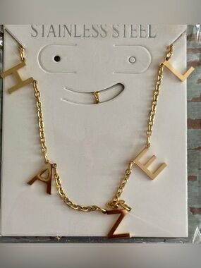 Gold Letter Charm Necklace - Personalized Initials - Name “Hazel”